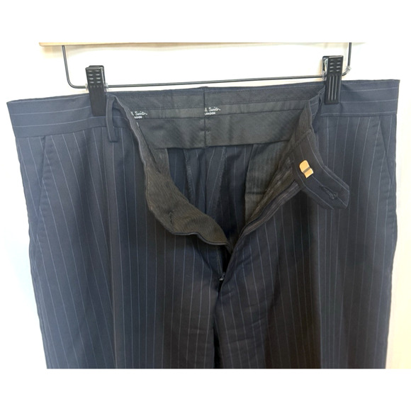 Paul Smith Mens Mohair Wool Blazer Suit Jacket 46 L Navy Pinstripe Pants Italy - Picture 13 of 14